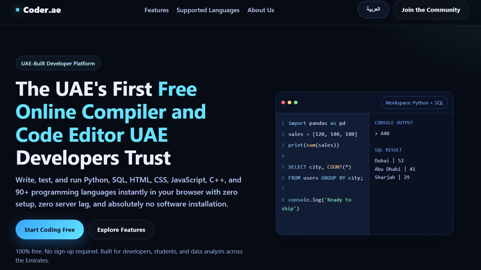 coder.ae website mockup